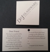 Load image into Gallery viewer, D & J Glassware gift tag for Friendship Heart