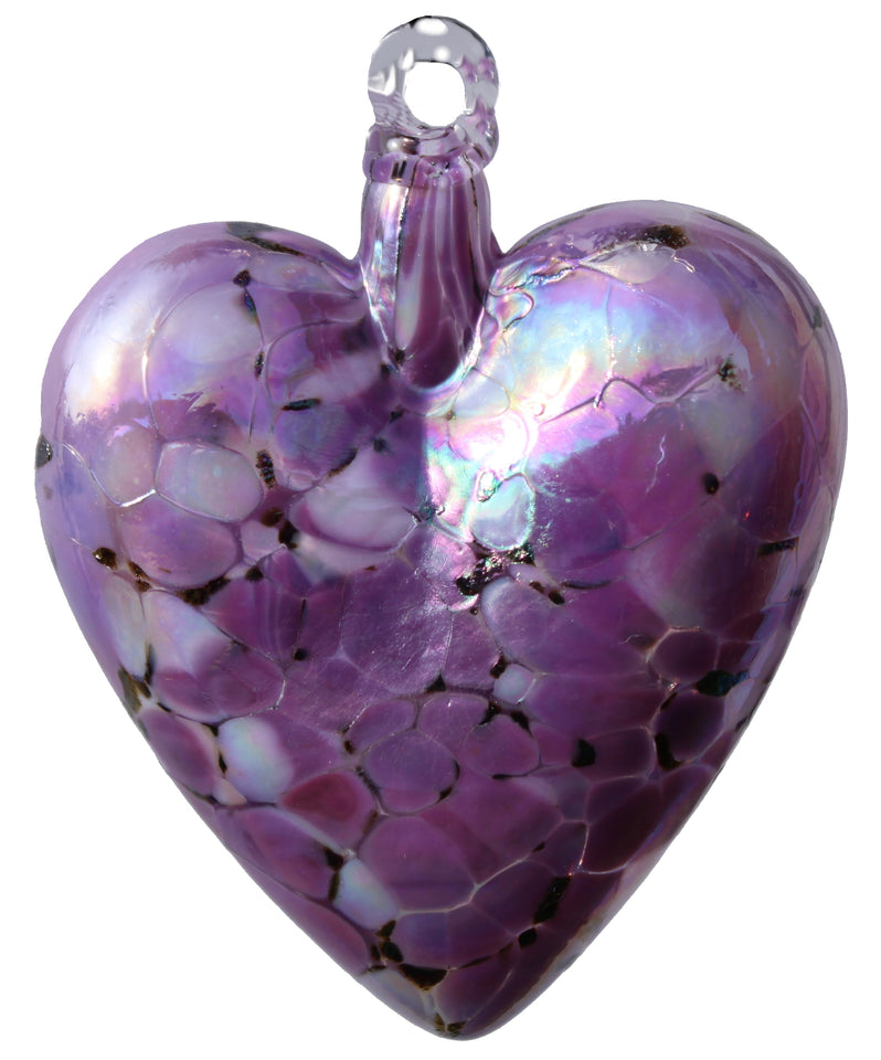 D & J Glassware mouth blown friendship heart in purple