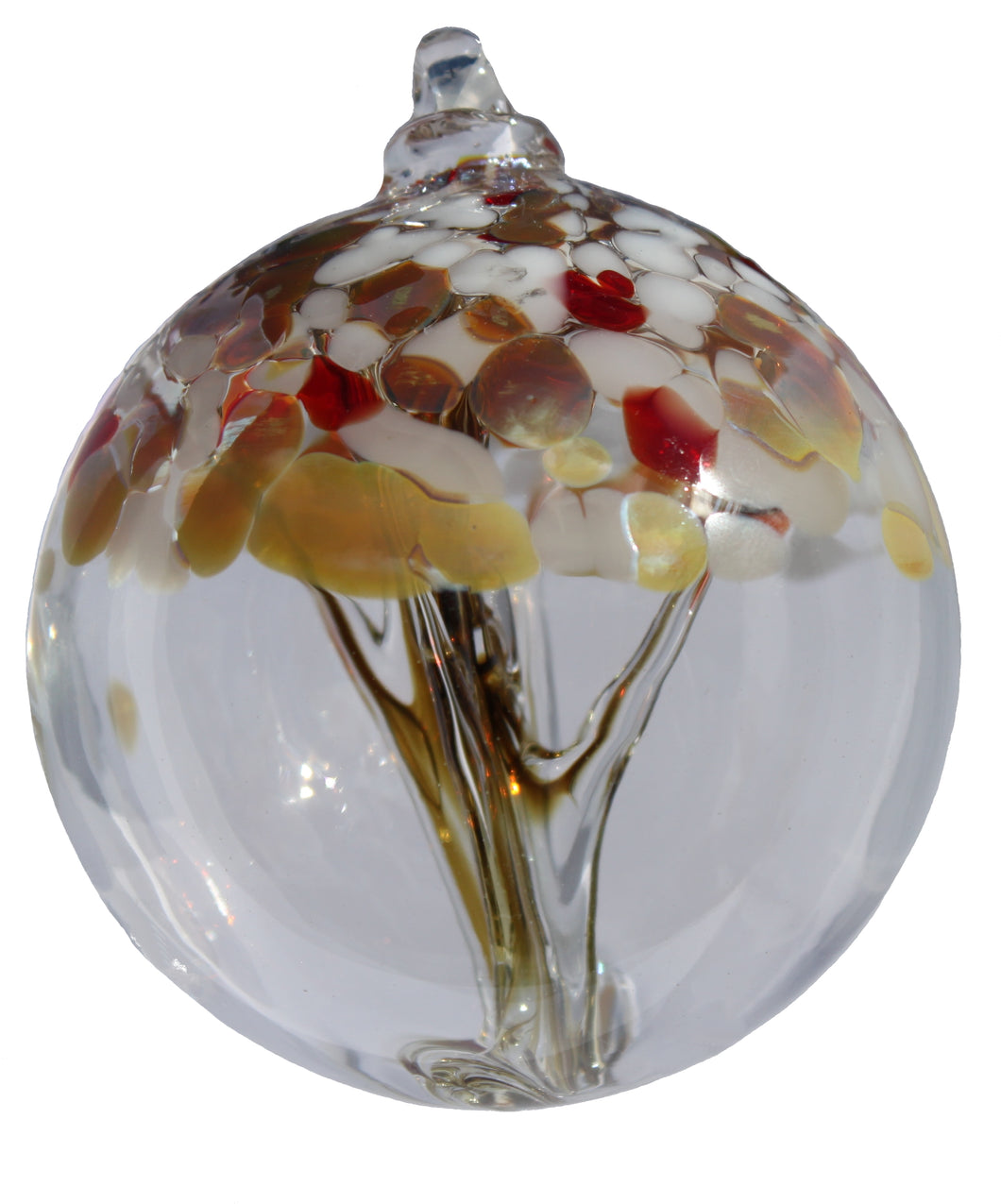 Anniversary Crystal Tree of Life Ball with mix of Gold, Silver, White and Ruby Red colours.