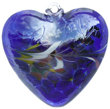 Load image into Gallery viewer, Large Handmade Blue Glass Friendship Heart with a splash of other colours.
