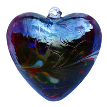 Load image into Gallery viewer, D &amp; J Glassware large Handmade Plum Glass Friendship Heart with a splash of other colours.
