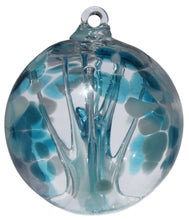 Load image into Gallery viewer, Hopes and Dreams Crystal Tree of Life ball in Turquoise, Teal Blues and White.
