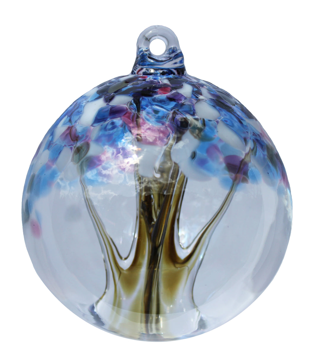 Crystal Glass Tree of Life Winter. Featuring Blues, Purples and Whites.